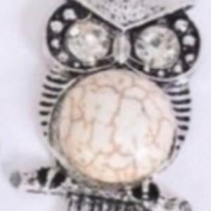 OWL Necklace IVORY White Semiprecious Stones 22-24" Silver plate ss Chain NEW